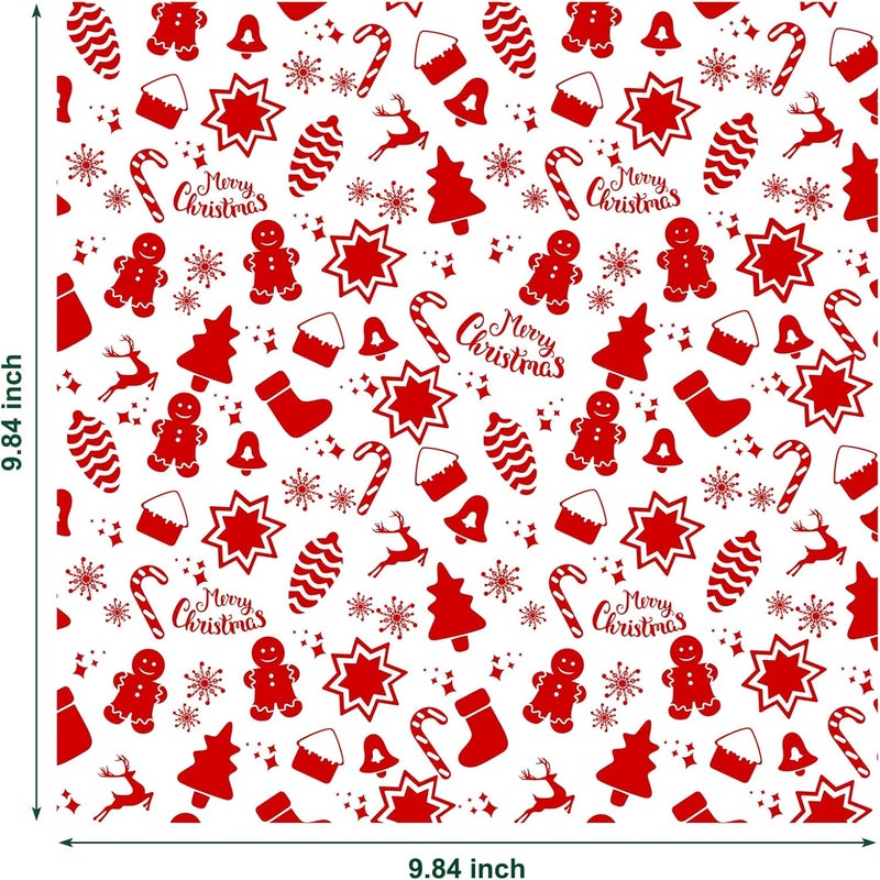 Ocmoiy 100 Sheets Christmas Wax Paper 10" x 10" Sandwich Wrapping Paper, Colored Decorative Deli Parchment Food Basket Liners for Wrapping Holiday Treats, Candy, Cookies (Red Christmas Pattern) - Image 2